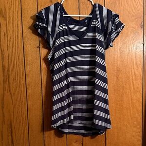 Lane Bryant Navy and White Striped Top